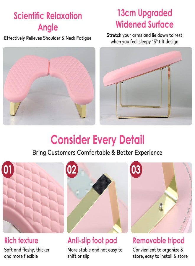 BORNBYME Arm Rest for Nails Tech, BORNBYME Update PU Leather Fish Pattern U-shaped Hand Nail Stand Rest for Manicure, Pink - Image 4